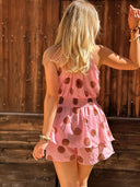Combishort à pois rose
