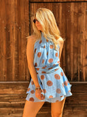 Combishort à pois bleu